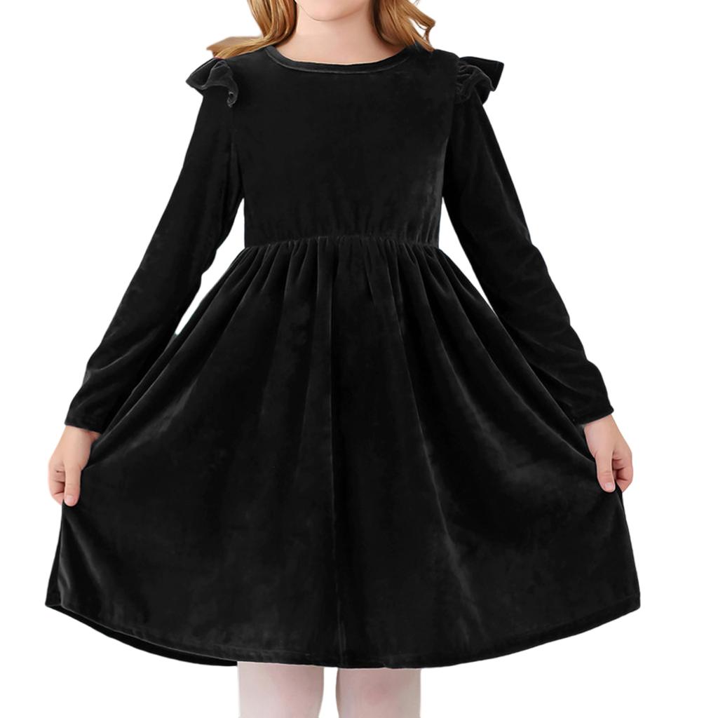 Kindermode Rüschen Langarm Himmel Mesh Kleid