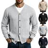 Herren Zopfmuster V-Ausschnitt Cardigan Pullover, Knopfleiste vorne, Zwei aufgesetzte Taschen, Gerippte Bündchen & Saum, Weicher Strick Lässiges Layering Top