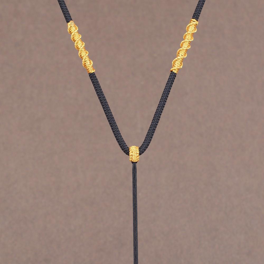 Adjustable Handwoven Gold Jadeite Pendant Necklace Cord