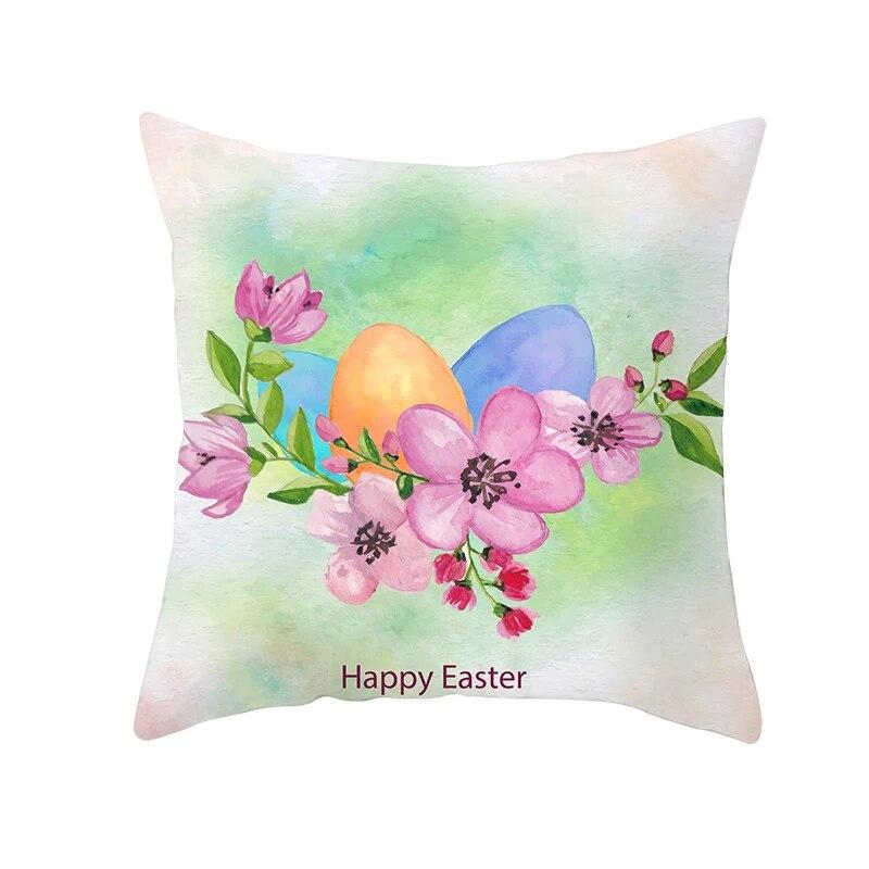 Easter Decorative Pillowcase Cartoon Rabbit Pillowcase Egg Print Cushion Cover Living Room Sofa Cushion Cover Home Decoration