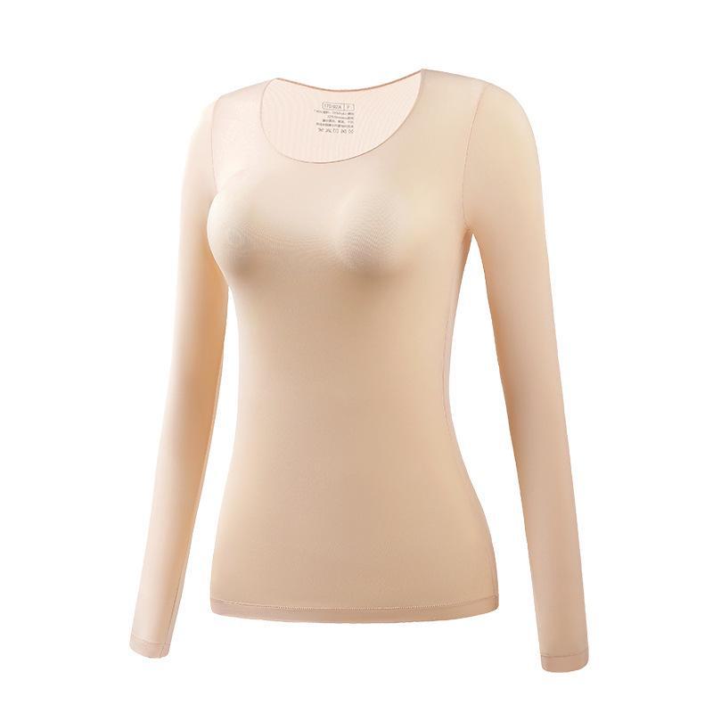 Nahtlose Thermounterwäsche für Damen: Herbst/Winter Ultradünnes Rundhalshemd