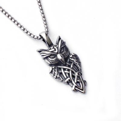 Iron Warrior Stainless Steel Jewelry, Men'S And Women'S Retro Owl Titanium Steel Necklace Pendant
