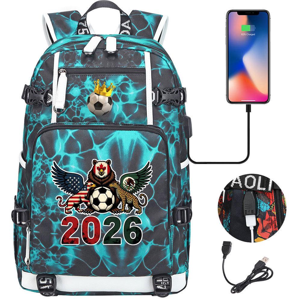 2026 Sports Soccer USB Large Capacity Backpack for Middle High School Students Travel Unisex