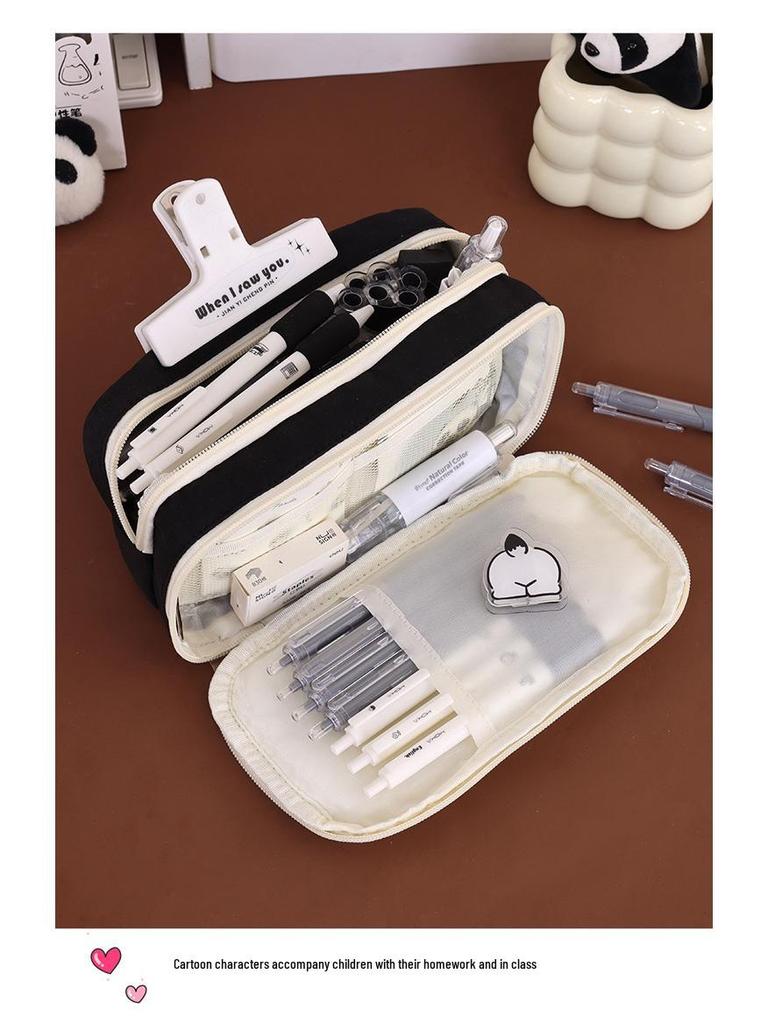 Trousse de creioane Teddy Multi-Strat Color Block Capacitate Mare: Geantă de mână multifuncțională de înaltă valoare pentru elevii din ciclul primar și gimnazial