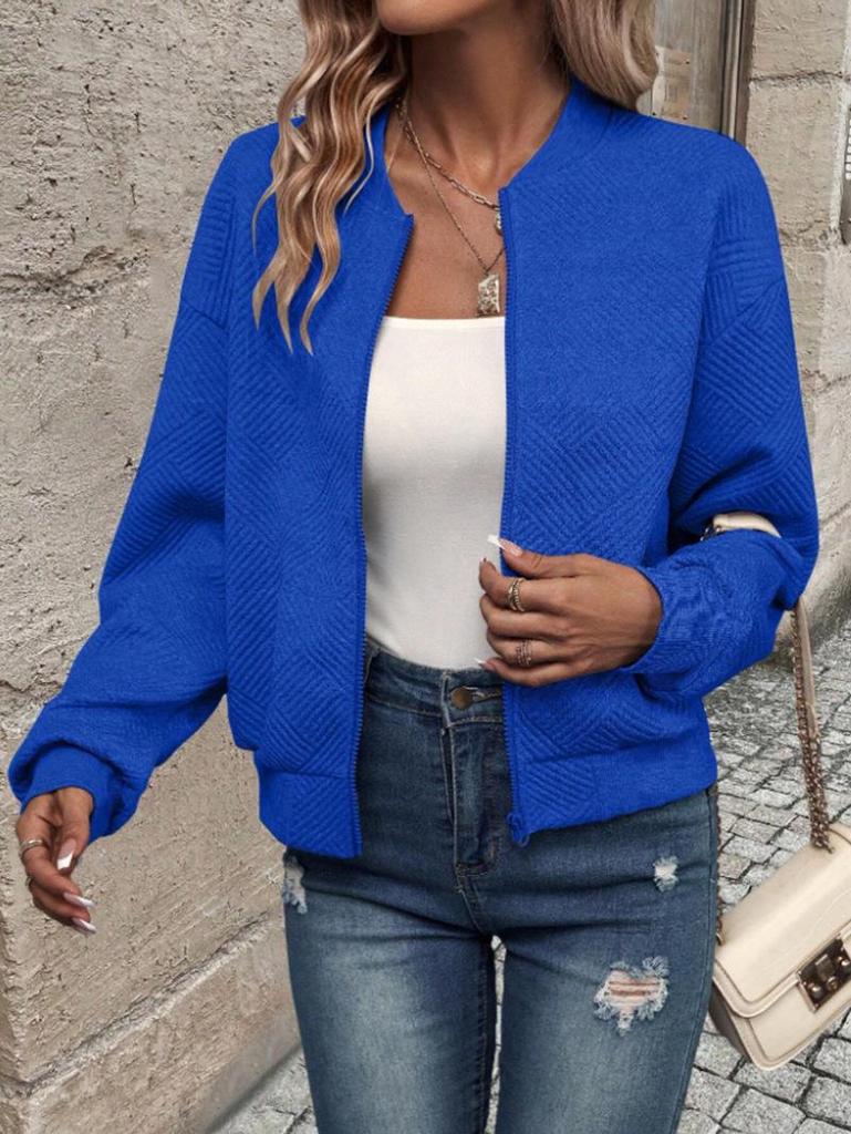 2025 Spring European & American Fashion Half-High Collar Zipper Knit Women's Long-Sleeve Cardigan