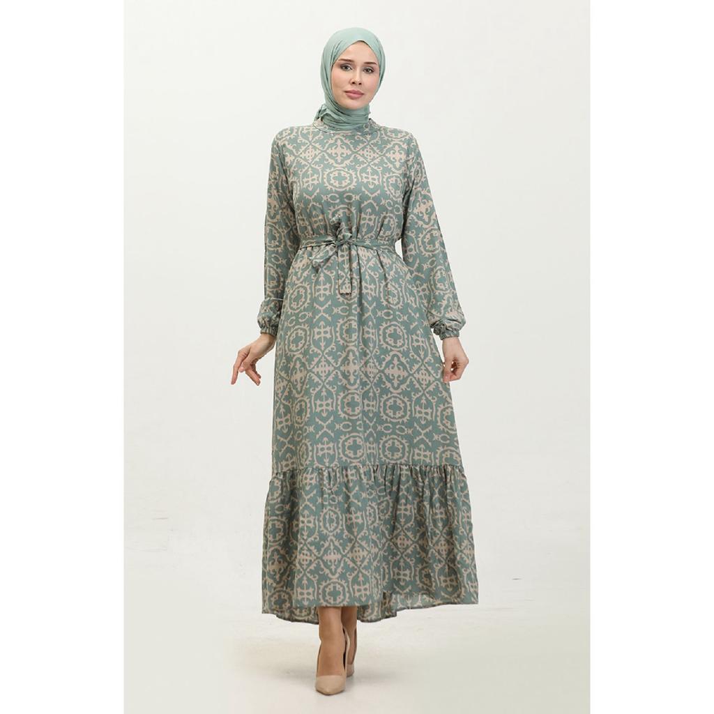Viscose Patterned Dress 0362-02 Green