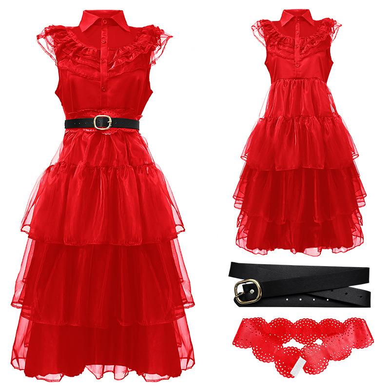 New Halloween red dress, underworld archmage suit, beetle juice role-playing suit