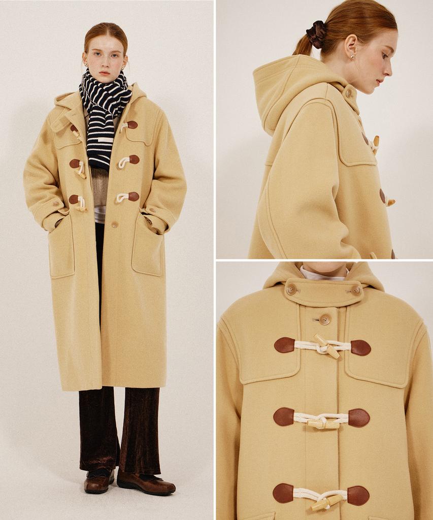 Kiimuir [Wool 80] (Women'S) Wool Semi-Overfit Hooded Duffle Coat_Light Yellow