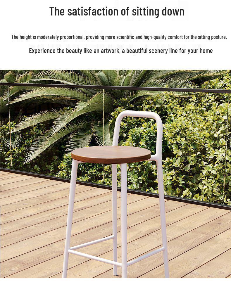 Nordic Modern Minimalist Designer Outdoor Bar Stool with Backrest