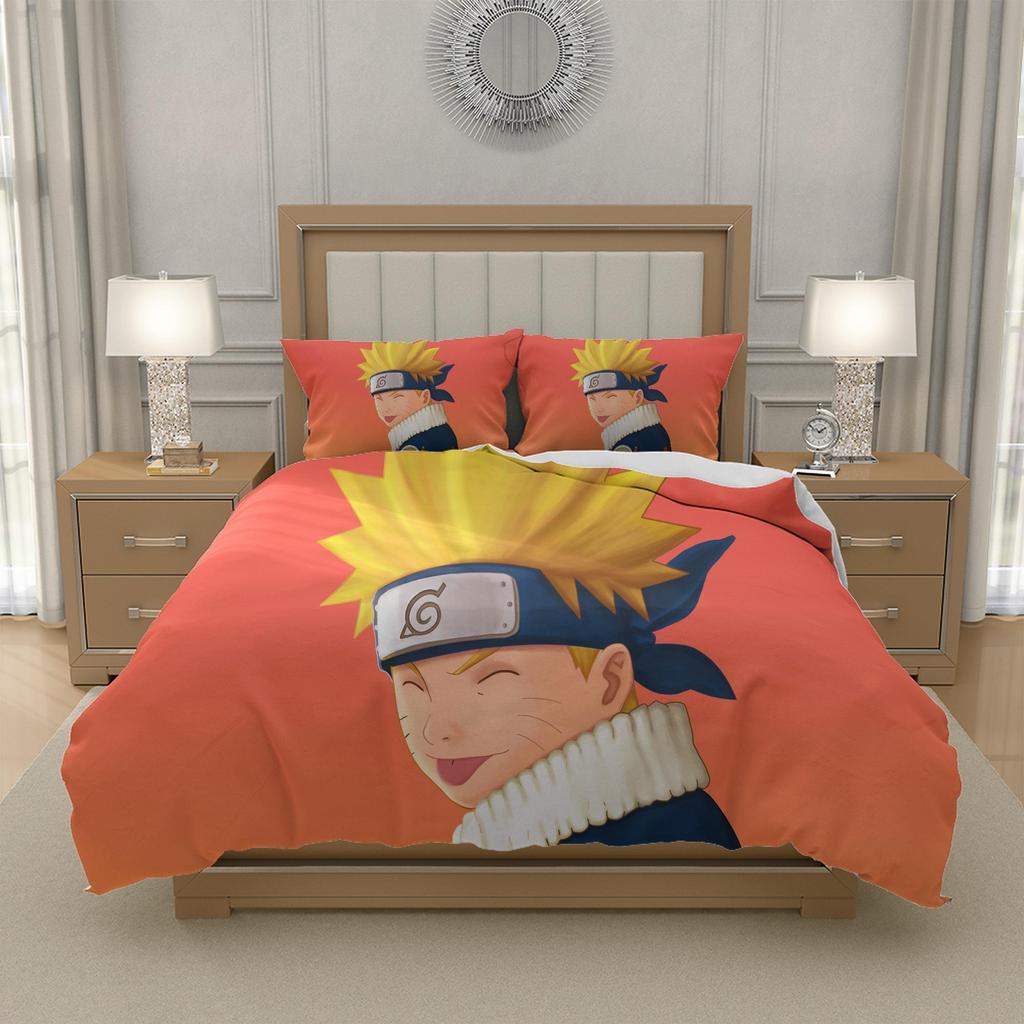 N-Naruto U-Uzumaki N-Naruto Anime Duvet Cover and Pillowcase Set Soft Microfiber Teen Bedroom Decor Twin Full Queen King, US EU UK AU DE Sizes