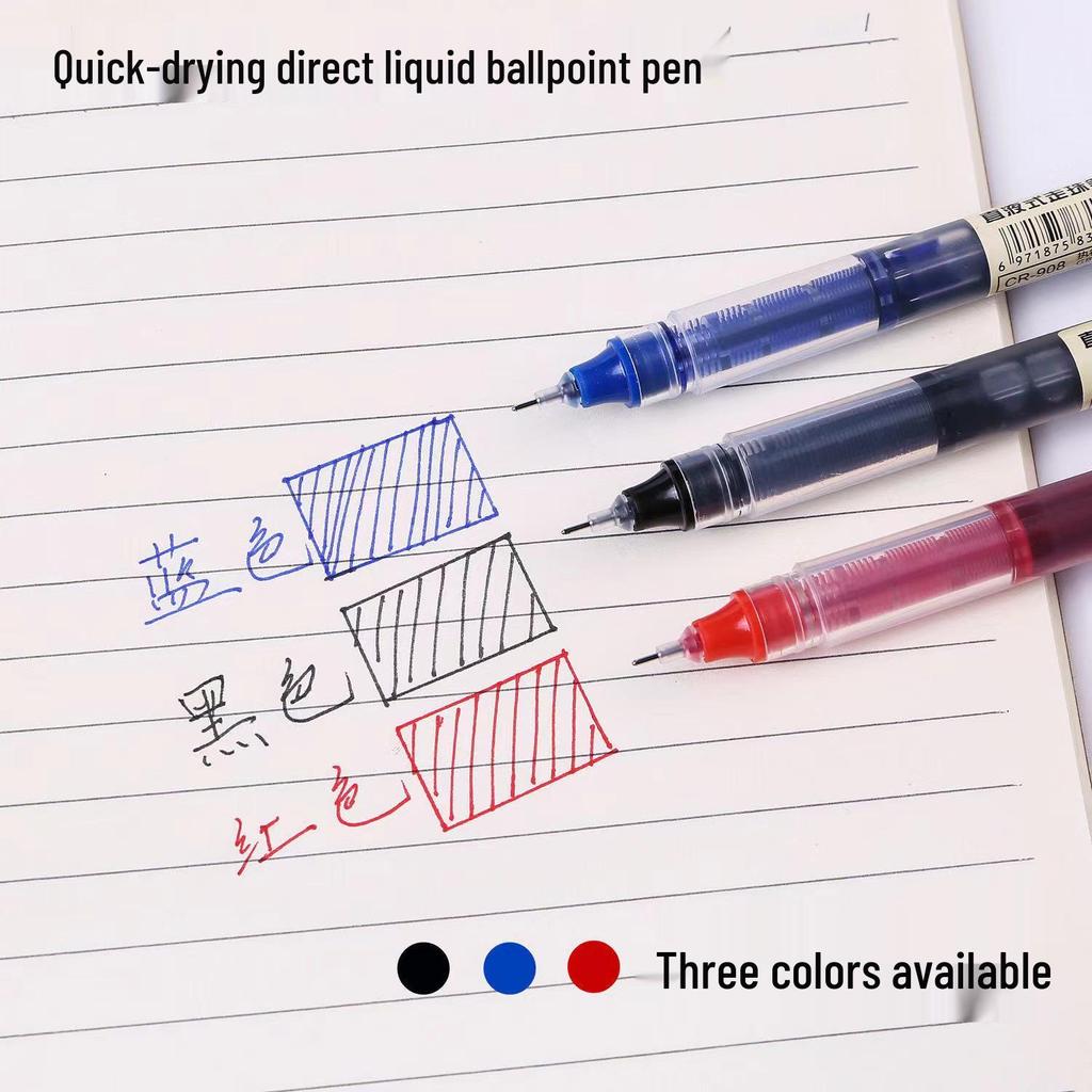 Quick-drying 0.5mm Needle Tip Rollerball Gel Pens for Students - Black and Red.