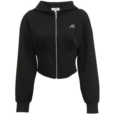 Cropped Hooded Zip-Up Sweatshirt