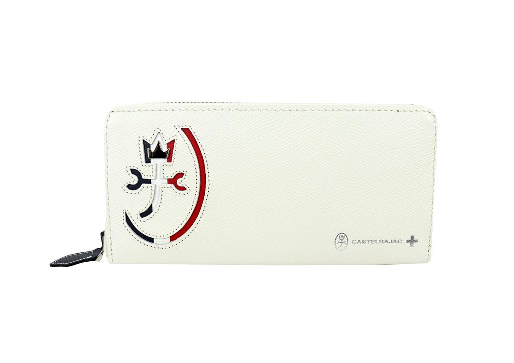CASTELBAJAC Carne Long Wallet with Round Zipper, Genuine Leather (Cowhide, White)