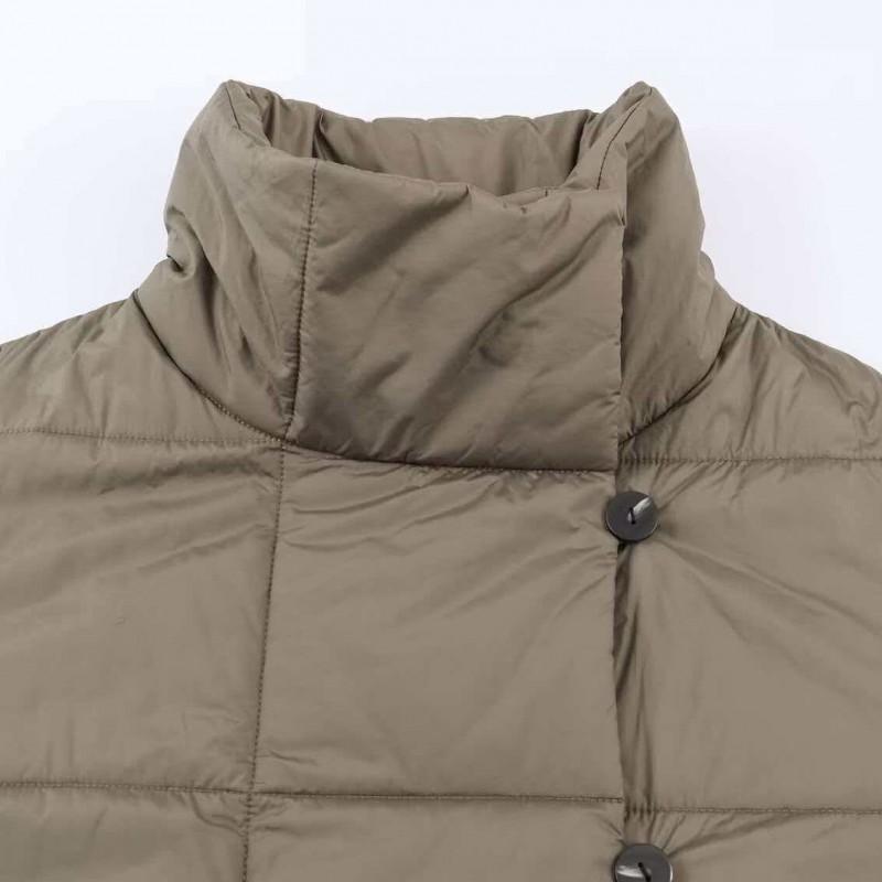 Womens Winter Warm Loose Fit Stand Collar Cotton Padded Coat With Hood - Solid Color Mid-Length Casual Chic Outwear