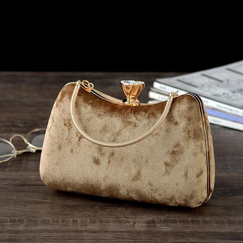 Wholesale Factory Directly Sale Womans Wedding Party Clutch Bags Elegant Small Gift Velvet Night Handbags Navy Blue Hand Bag Sac
