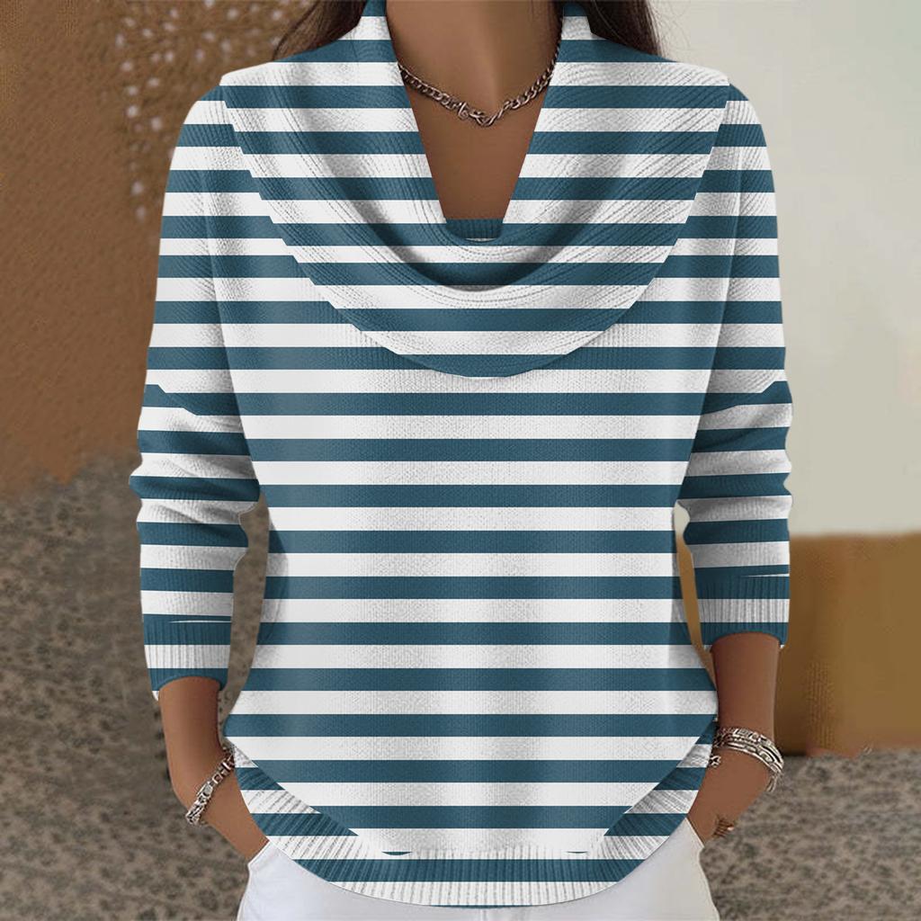 סוודר עליון לנשים, קז'ואל ואופנתי, צווארון עגול, שרוולים ארוכים, מודפס