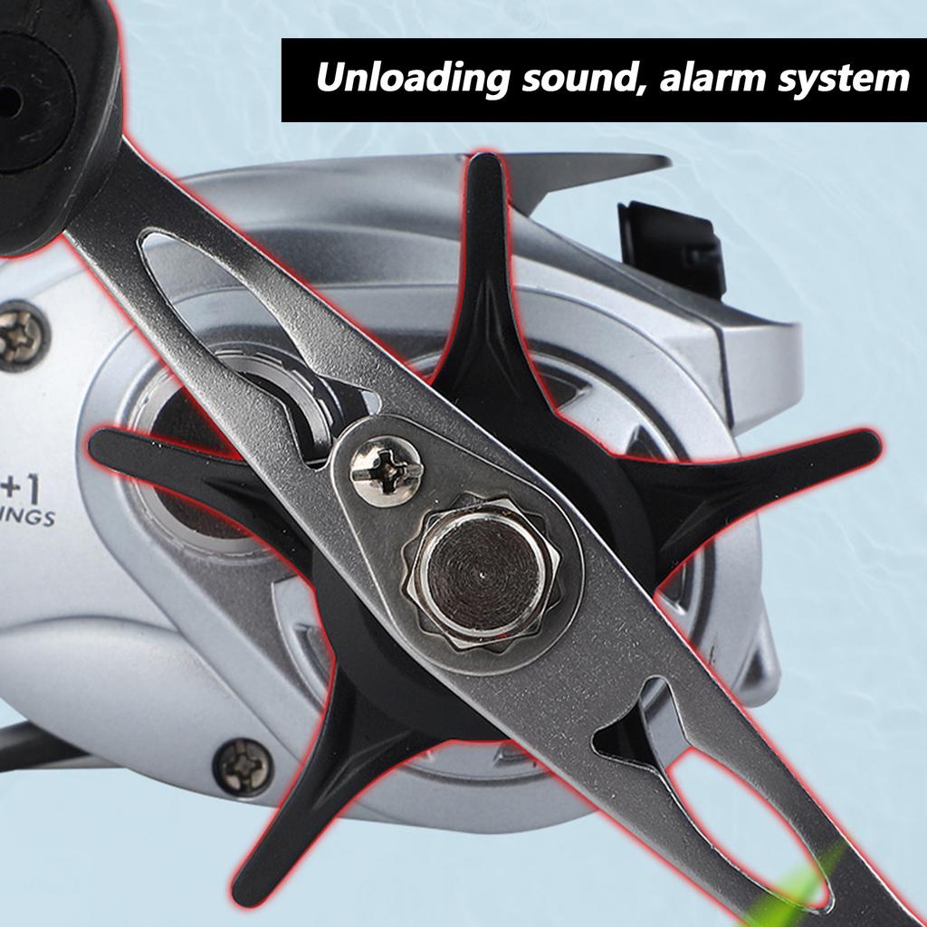 Metall Baitcasting Rolle Wassertropfen Angelrolle Anti-Rücklauf Weitwurfrolle mit Bissanzeiger für Salzwasser Süßwasser Angeln