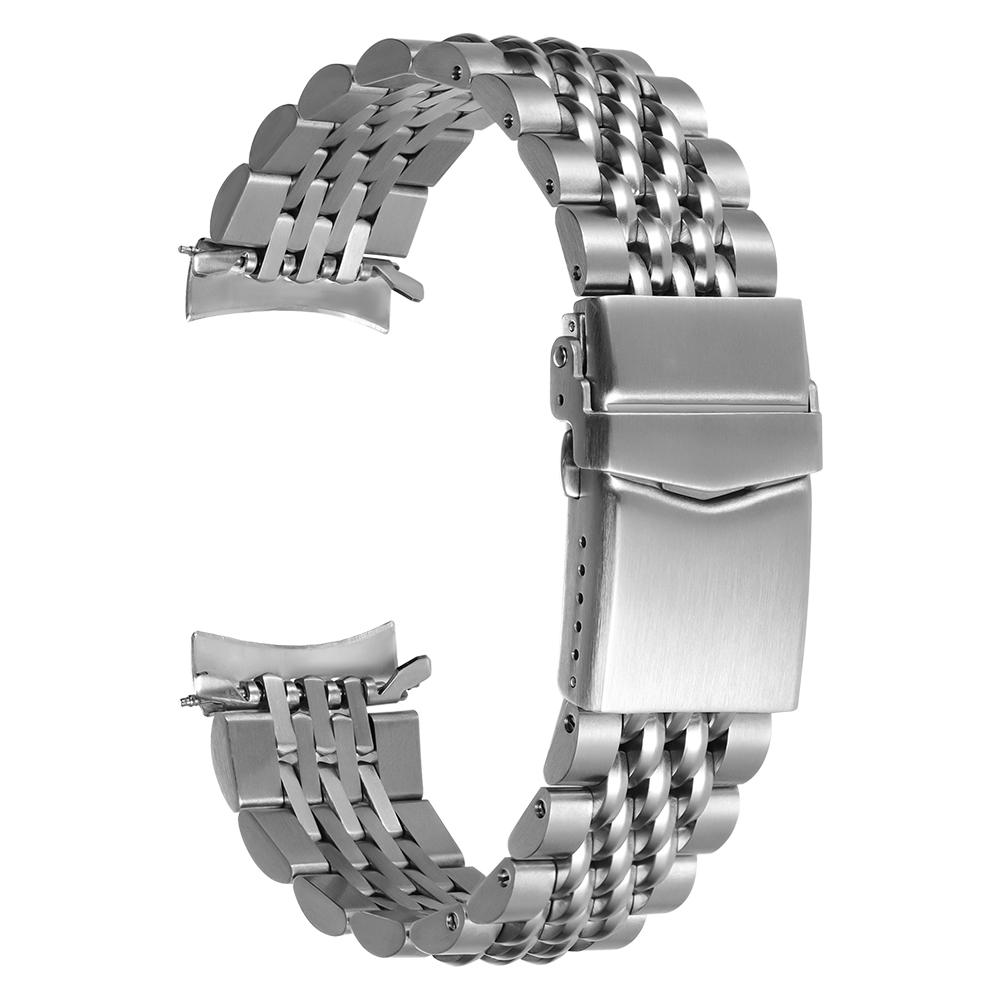 

20mm 22mm for Seiko Luxury Solid Stainless Steel Band for Jubilee Curved End Bracelet for Men Adjustable Folding Buckle Straps 20mm срібний