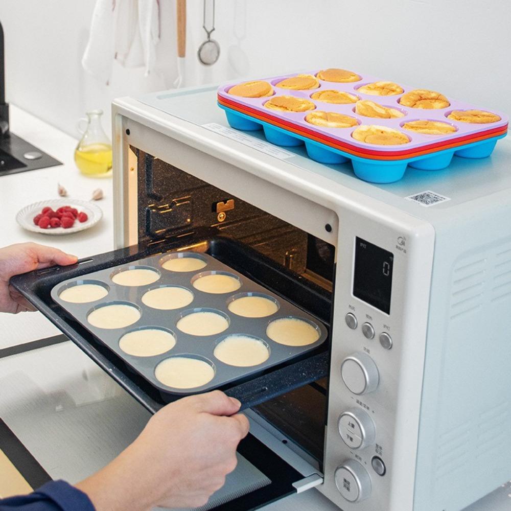 12 Löcher Backform Silikon Seife Schokolade Muffin Backblech Rund Cupcakes Form Küchenwerkzeuge