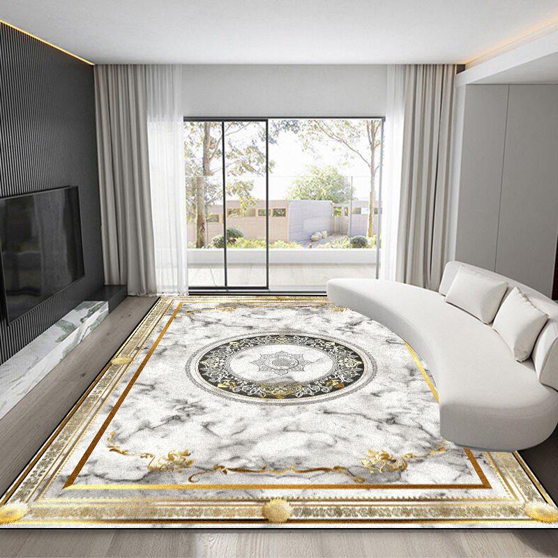 Luxury Gold Frame Ccarpet for Living Room Europe Style High-grade Dining Room Large Area Rugs Washable Non-slip Bedroom Foot Mat