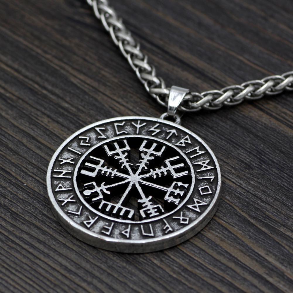 Viking IJslandse Helm Horror In Runen Cirkel Hanger Magische Staven Kompas Rune Amulet Ketting