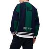 FILA Fleece Letter Embroidery Color Block Loose Long Sleeve Baseball Jacket Men jackets Secret-Mirror-Blue F11M319701F