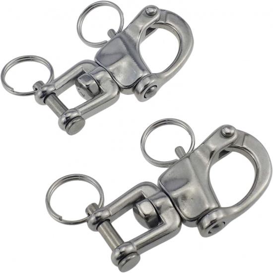 keehui Pair of 2-3/4inch Jaw Swivel Snap Shackle 316 Stainless Steel for Sailboat Spinnaker Halyard