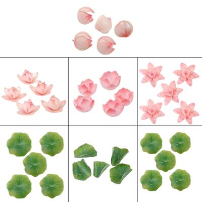 5 Piezas Componentes para Joyería Flor de Nenúfar/Hoja Adorno Artesanal Resina Materiales para Fabricación de Joyería y Manualidades