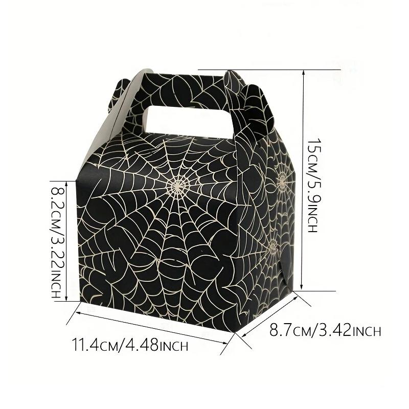WTEMPO Halloween Gift Boxes with Spider Web Design DIY Small Treats Halloween Gift Boxes Spider Web Pattern Durable Gift Boxes Halloween Decorations