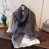 New Spring and Summer Fashion Style Gold and Silver Silk Long Shawl Dual-purpose Silk Scarf Warm Korean Silk Blended Scarf for Women