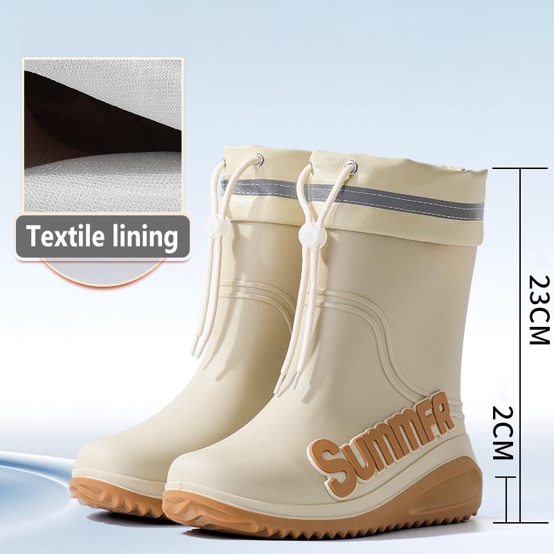 Neue winddichte Regenstiefel Herren Mid-Calf Warme Regenstiefel Mode Schwarz Elastisches Band Regenschuhe Herren Wasserdichte Outdoor Arbeitsstiefel