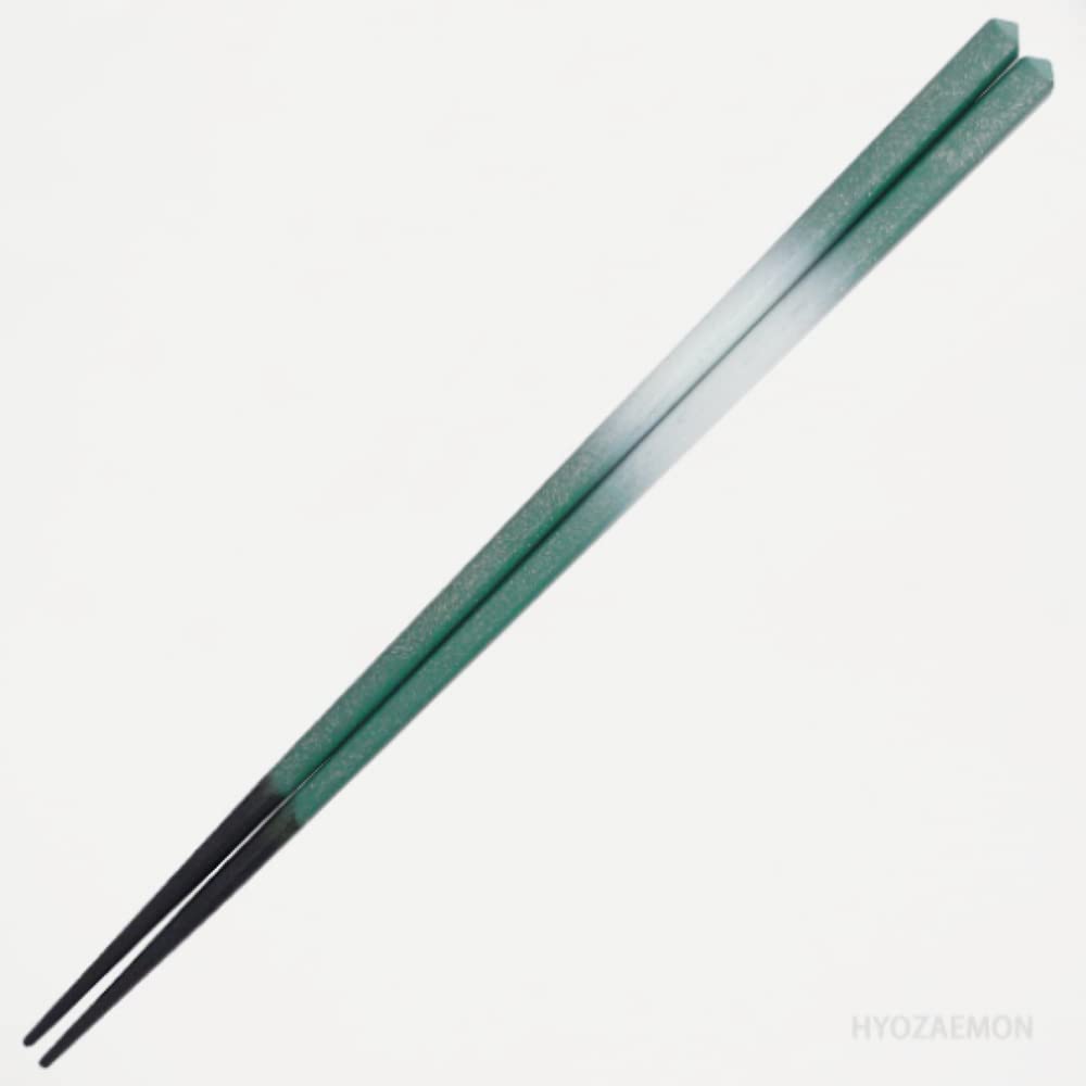 Hyozaemon Wakasa Lacquer Chopsticks with Sparkling Made in Fukui Flowers, Obama, Prefecture, Green, 23.5cm