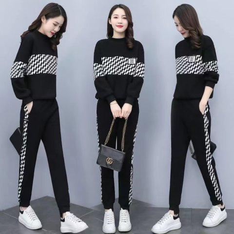 Women Plus Size 2 Piece Outfit Long Sleeve Top And Long Pants Set Autumn Winter Casual Sport Tracksuit For Curvy Ladies