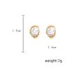 Trending Minimalist Geometric Irregular Round Metal Pearl Earrings for Women Personality Vintage Baroque Stud Earrings Jewelry