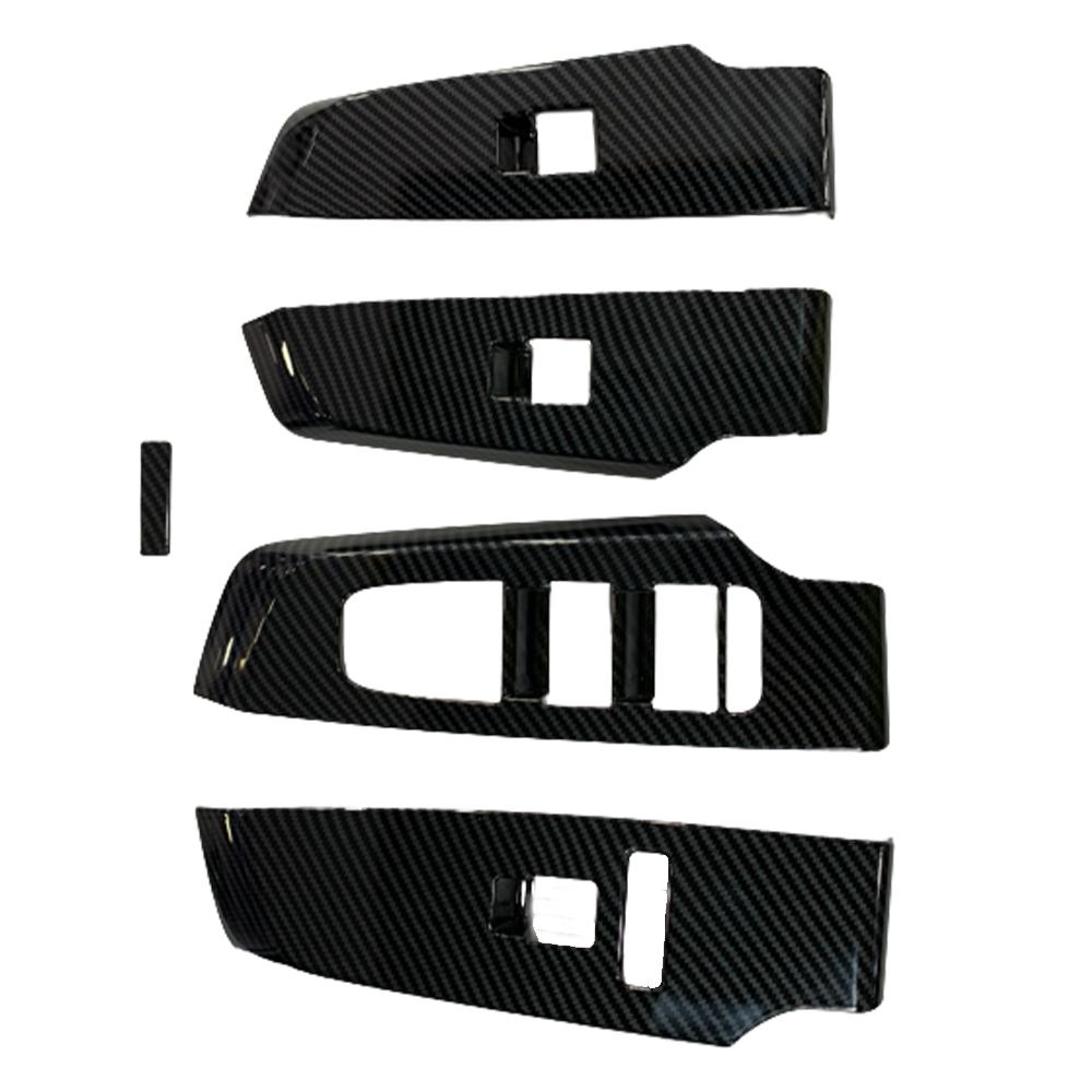 4pcs Window Lift Switch Button Cover Trim Window Switch Bezel Trim for Mitsubishi Outlander 2024-2024 ABS Carbon Fiber