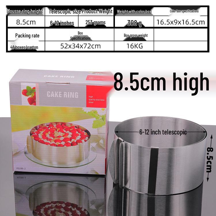 Set mit 9 Mousse-Ringen aus Edelstahl, 15,24-30,48 cm Kuchenback- und Käsekuchen-Schichtformen