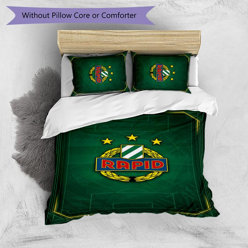 Rapid Wien FC Printed 3PCS Bedding Set Breathable Duvet Cover with Pillowcases Decorative Bed Linen for Bedroom Home