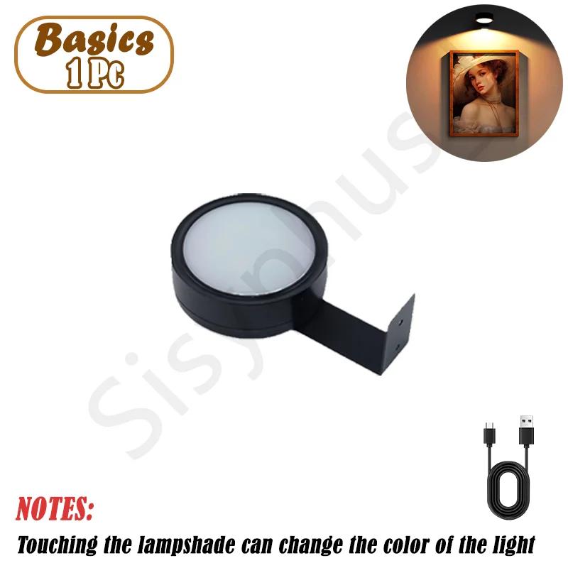 Wall Mounted Wireless Picture Light with Remote Control Dimmable Battery Operated Adjustable 13 Color Light for Artwork Display