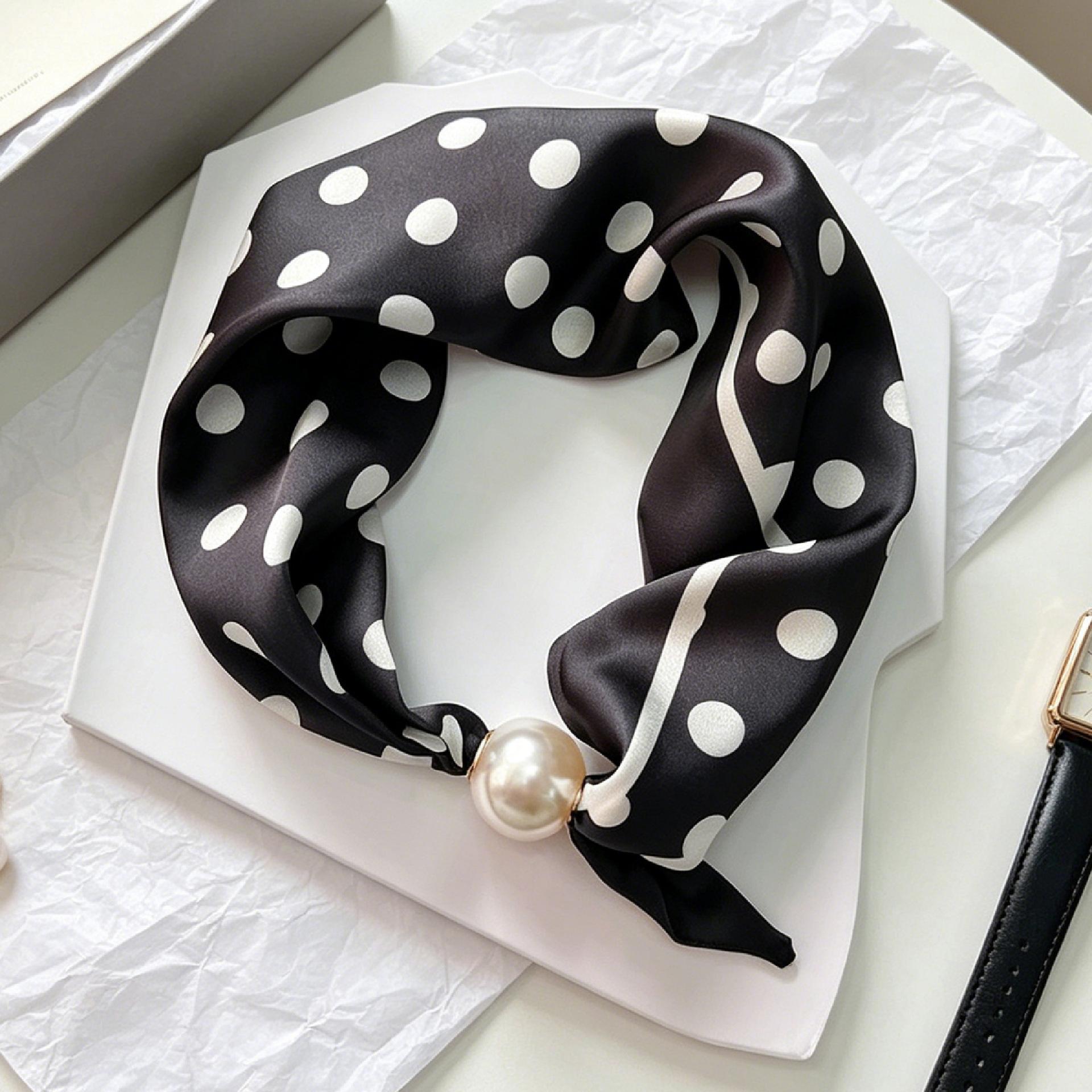 Luxe Ridder Parel Magnetische Sjaal Dames Veelzijdig Ademend Neckerchief Mode Artistiek Accessoire Nekwikkel Sjaals One Size black