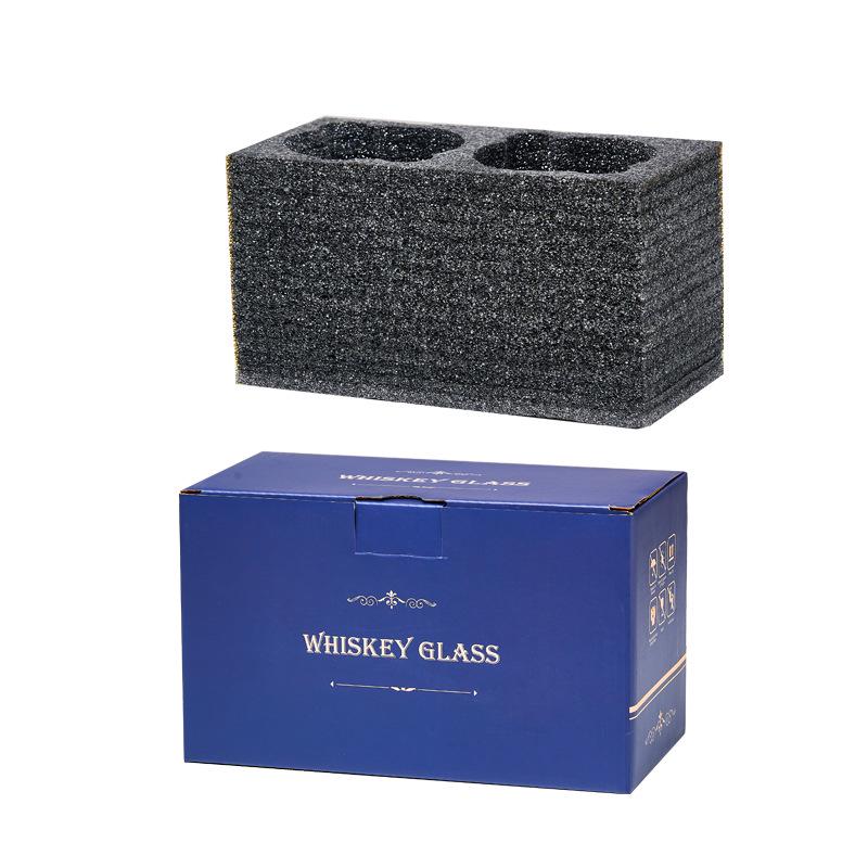 European Style Gift Box: Colorful Plaid Whiskey, Beer, Liquor, and Water Glass Set with Hand-Engraved Floral Designs.