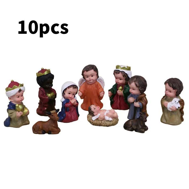 

Креативный набор для рождественского вертепа, смоляные фигурки, ремесло, с декором праздничной сцены, для рождественских подарков