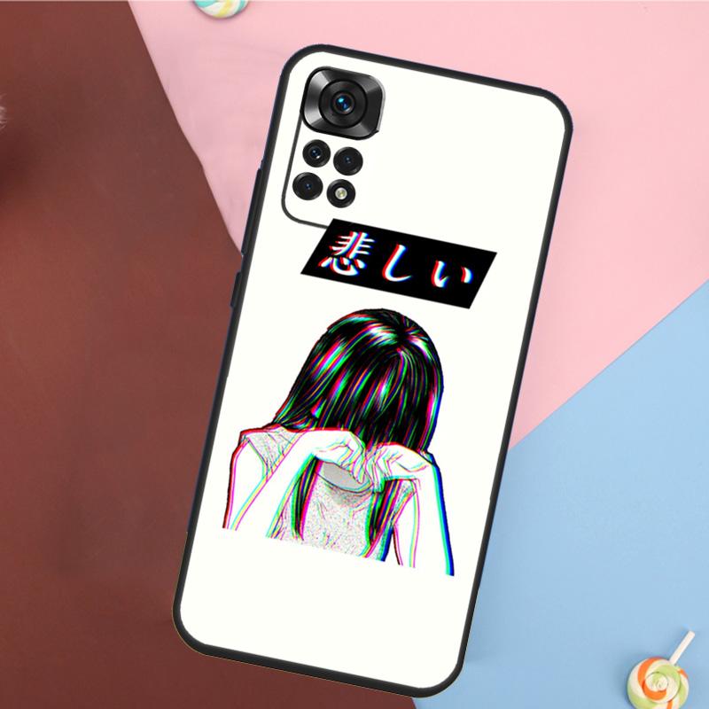 Sad Japanese Aesthetic Art Cover For Xiaomi Redmi Note 14 13 12 9 10 11 Pro 9S 10S 11S 12S Redmi 14C 10C 12C 13C Case