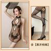 Sexy Sexy Lace Slit Free Uniform Mesh Classical Embroidery Cheongsam Temptation Perspective Set