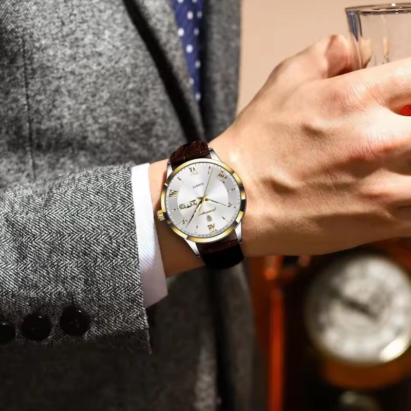 POEDAGAR Luxury Fashion Watch for Man Leather Date Week Casual Quartz Clock Waterproof Luminous Business Watches Reloj