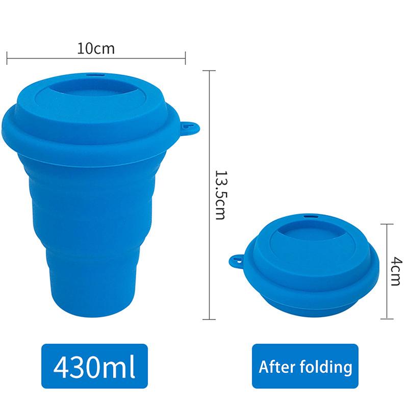 

Складной стакан 430 мл, мини-складной стакан, силиконовая портативная чашка для чая, дорожная чашка для кофе, телескопическая питьевая кружка с крышкой