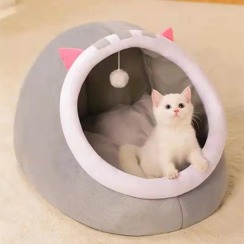 Super Soft Dog Round Cat Deep Sleep Comfort In Winter Warm Sleeping Tent Cozy Cave Mat Portable Indoor Cat Bed for Cats