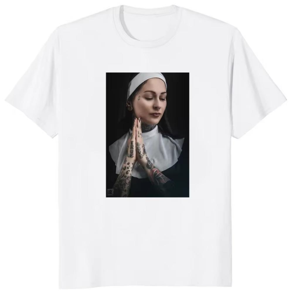 Hot Sale Sexy Nun Nonne Religieuse Pin Up Church of Satan Anton Lavey Satanic Occult Goth Gothic Tees Hentai Girls Tops