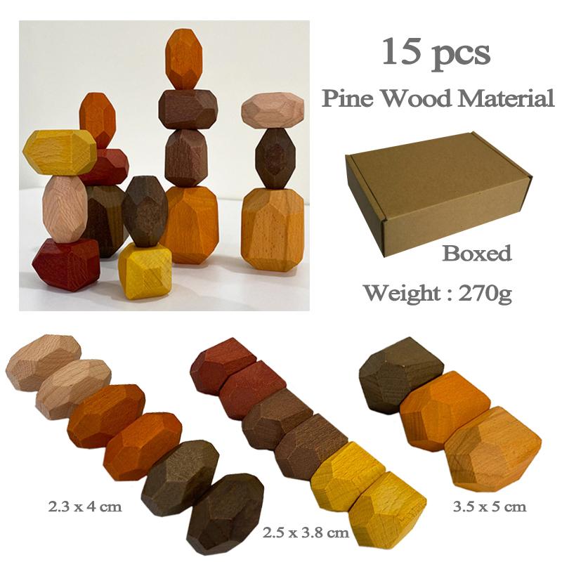 Children Wooden Gem Stone Balanc Building Blocks Educational Toys Creative Nordic Style Stacking Game Rainbow Wooden Toys Gift
