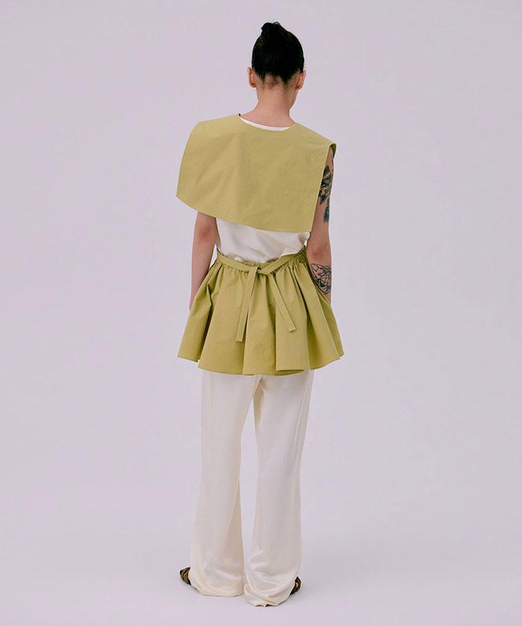 WNDERKAMMER Sailor Collar Layered Top_Olive