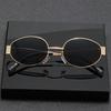 2025 Trendy Oval Brown Metal Sunglasses for Men & Women - Celebrity Style with High-End Appeal & Sun Protection